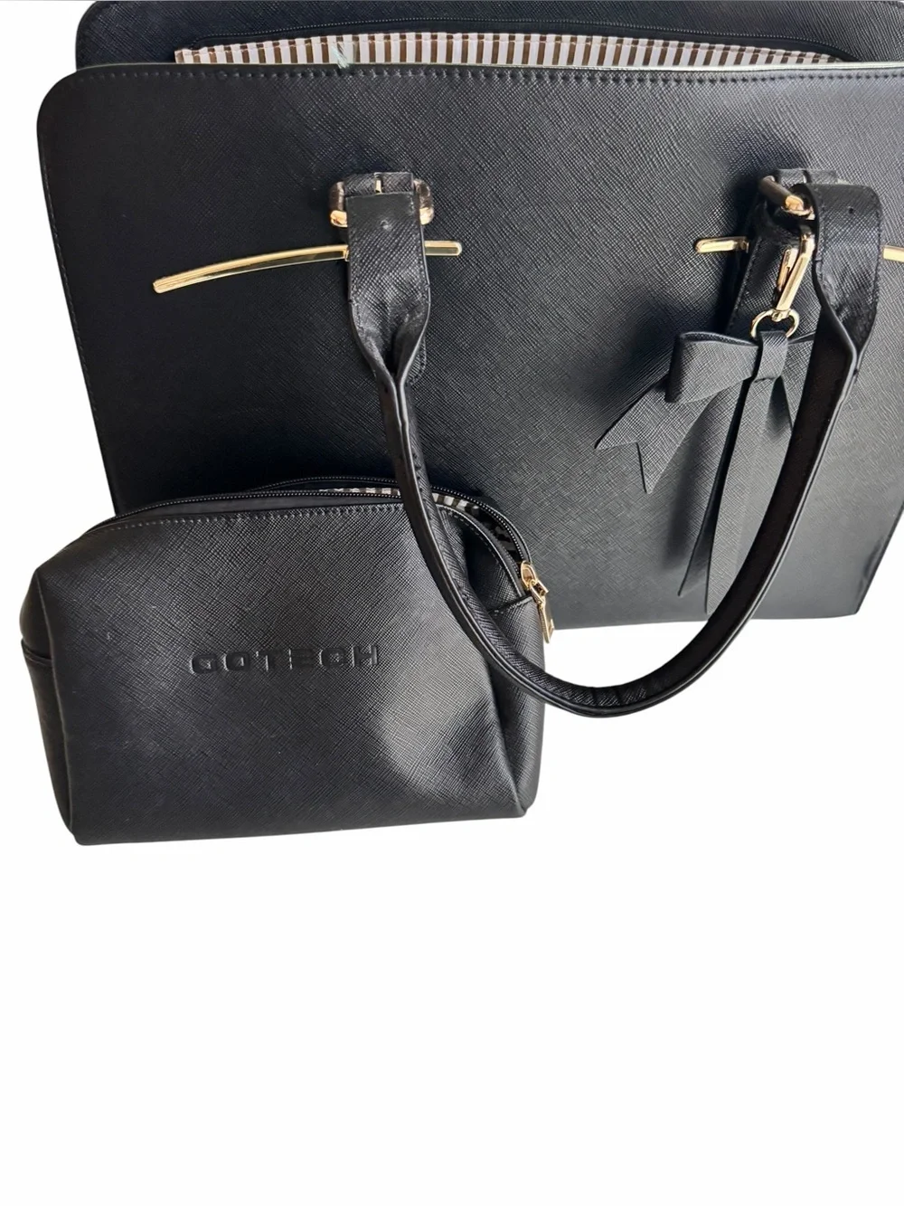 Elegant Black Tote Bag Set